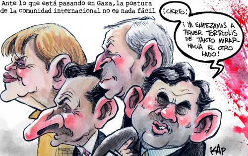 Cartoon: Politicos... (medium) by kap tagged caricature,bush,sarkozy,merkel