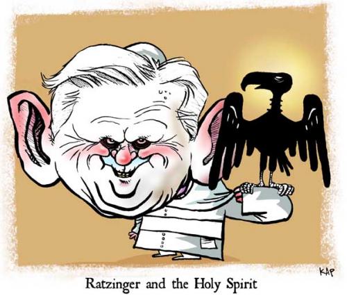 Cartoon: Ratzinger and the Holy Spirit (medium) by kap tagged pope,ratzinger,catolicism,caricature