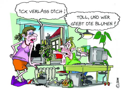 Cartoon: verlassen (medium) by sam tagged character,familie,sam,lustig,beziehung,bier,man
