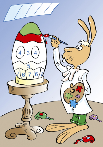 Cartoon: Osterhase (medium) by astaltoons tagged ostern,osterhase,eier,anmalen,bemalen,färben,malen nach zahlen,bunt,hase,malen,nach,zahlen