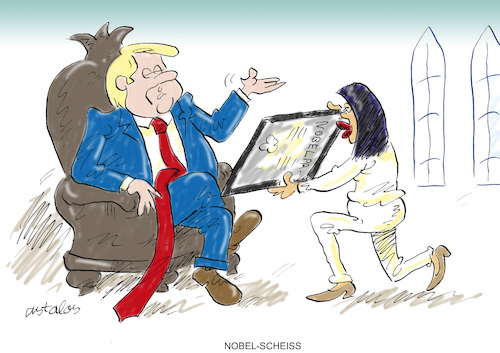 Cartoon: Preisunverdächtig (medium) by astaltoons tagged trump,nobelpreis,machado,trump,nobelpreis,machado