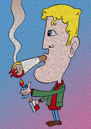 Cartoon: Tabaksteuer (medium) by astaltoons tagged zigaretten,steuer,tabaksteuer,mann,rauchen,euro,feuerzeug