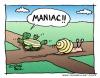Cartoon: MANIAC!! (small) by JohnBellArt tagged cartoon,snail,turtle,tortoise,accident,road,rage,maniac