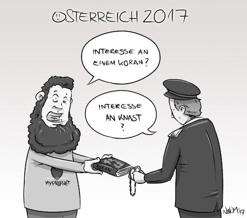 Cartoon: Koran verteilen verboten (medium) by INovumI tagged österreich,koran,verteilen,verboten,verbot,burka,burkaverbot