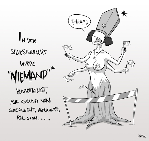 Cartoon: Niemand (medium) by INovumI tagged nafri,köln,silvester2016,grundgesetz,artikel3