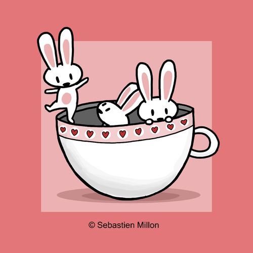 Cartoon: Teacup Bunny Dance (medium) by sebreg tagged bunny,rabbit,teacup,cute,silly,heart