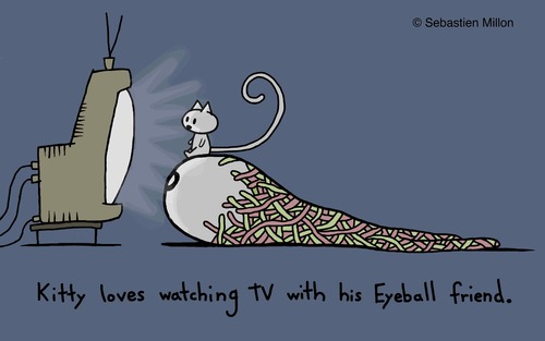 Cartoon: Watchin TV (medium) by sebreg tagged eyeball,television,cat,silly,humor