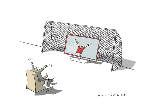 Cartoon: Endlich! (medium) by Mattiello tagged fussball,wm,fernsehen,tv,fussball,wm,fernsehen,tv,fifa,weltmeisterschaft,fußball,public viewing,public,viewing