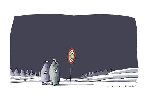 Cartoon: Verbot (medium) by Mattiello tagged nacht,himmel,verbot,aternelos,nacht,himmel,verbot,weihnachten,verkehrsschild,verkehr