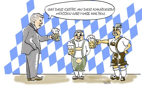 Cartoon: Mass halten (medium) by tomstar tagged seehofer,kritik,kanzlerin,mass,bier
