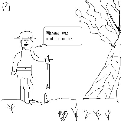 Cartoon: Schlechte Reime mit Karl May (medium) by Edzard von Keitz tagged winnetou,old,shatterhand,wigwam,karl,may,brennen,wilder,westen