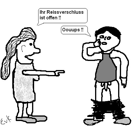 Cartoon: Zu höflich (medium) by Edzard von Keitz tagged reisverschluss,offen,hose,halbnackt,mann,frau