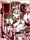 Cartoon: rabbit (small) by yalisanda tagged rabbit room pink woman man light shadow ink black bedroom