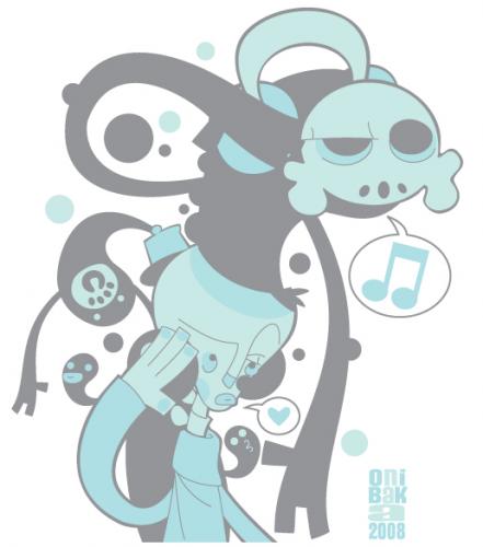 Cartoon: Brain DJ (medium) by OniBaka tagged pop,popart,art,cute,kawaii,dj,brain,characters,design,illustrator,vectorial