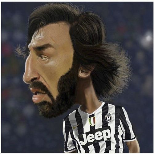 Cartoon: Andrea Pirlo caricature (medium) by Danny Kohn tagged juventus,caricature