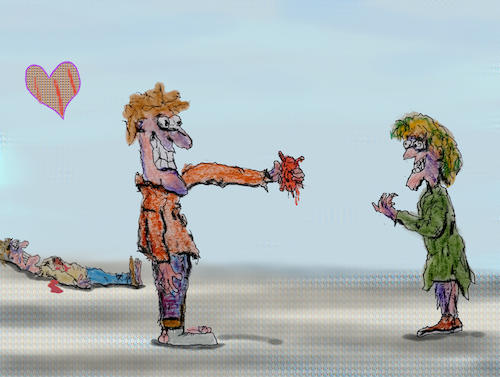 Cartoon: 14 februar (medium) by ab tagged valentinstag,februar,monat,verliebte,liebe,herz,zombie