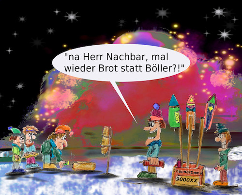 Cartoon: alle jahre wieder (medium) by ab tagged sylvester,raketen,feuerwerk,geld