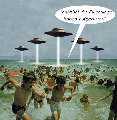 Cartoon: alptraum strandurlaub (medium) by ab tagged urlaub,strand,meer,deutsche,flucht,tod,flüchtlinge,zukunft,flug