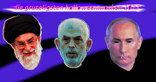 Cartoon: auswahl (medium) by ab tagged halloween,evil,böse,horror,maske,iran,hamas,russland,führer