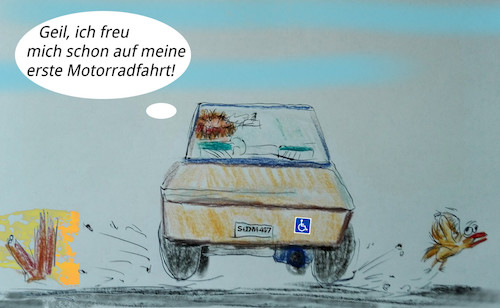 Cartoon: be scheuer t (medium) by ab tagged politik,kerkehr,minister,auto,kfz,motorrad,fahren,deutschland,depp