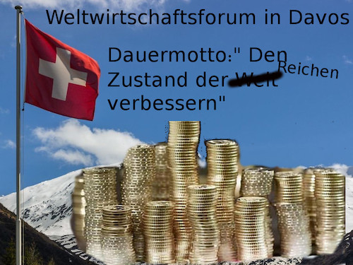 Cartoon: Davos (medium) by ab tagged davos,weltwirtschaftsforum,elite,geld,schweiz