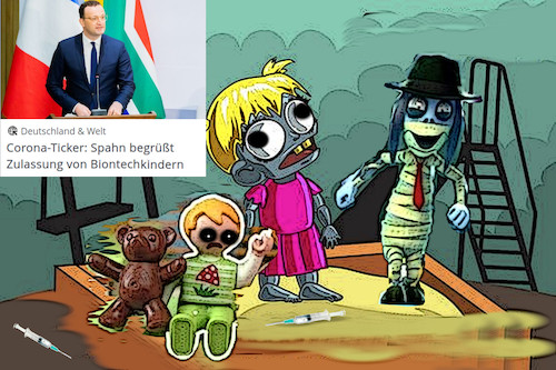 Cartoon: der ungesundheitsminister (medium) by ab tagged deutschland,corona,virus,impfen,kinder,politik,geld,schutz