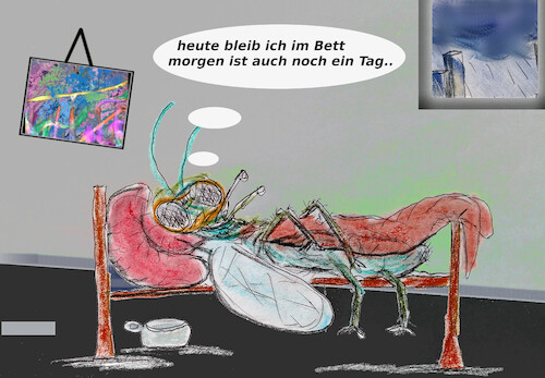 Cartoon: die eintagsfliege (medium) by ab tagged insekt,fliege,zeit,tod