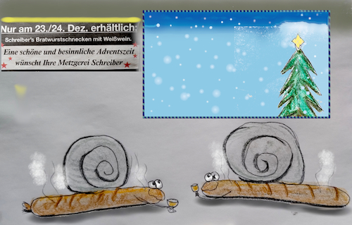 Cartoon: frohe wurstnachten (medium) by ab tagged weihnachten,essen,fest,delikatesse,wurst