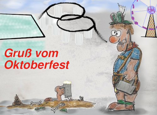 Cartoon: gaudi (medium) by ab tagged bayern,bayer,münchen,wiesn,oktoberfest,bier,saufen,fressen,kotzen,tourismus,trachtenfasching,geld
