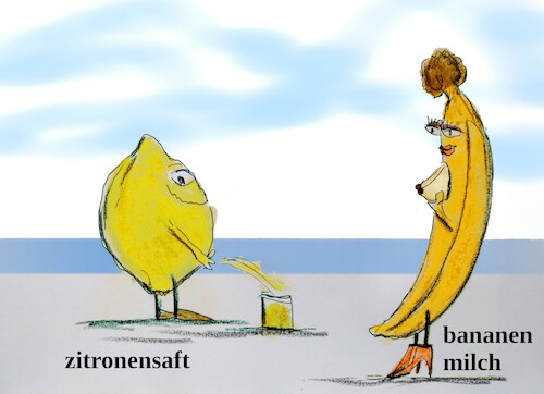 Cartoon: gelb (medium) by ab tagged obst,frucht,flüssigkeit