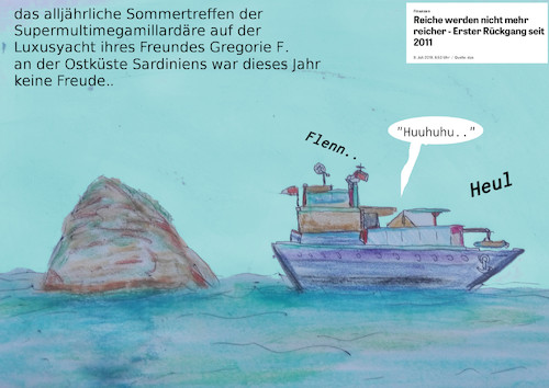 Cartoon: getrübte sommerferien (medium) by ab tagged reich,geld,milliardär,yacht,news