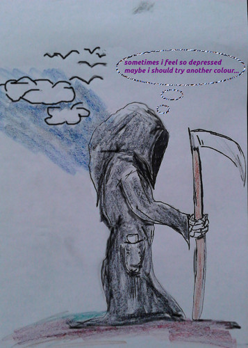 Cartoon: grim reaper depressions (medium) by ab tagged tod,depression,farbe