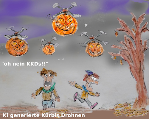 Cartoon: halloween 4.0 (medium) by ab tagged kürbis,drohne,helloween,ki,gefahr,technik,luftfahrt,terror,oktober