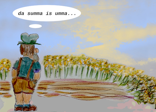 Cartoon: herbstanfang (medium) by ab tagged herbst,tagundnachtgleiche,september,bayer,mensch,natur,jahreszeit,wandel,sommerende