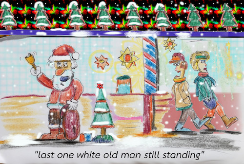 Cartoon: less and less (medium) by ab tagged xmas,santa,old,man,white,women,time,change,less