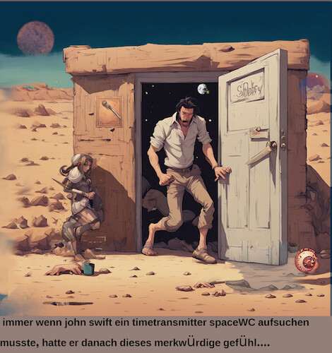 Cartoon: lost in time and space (medium) by ab tagged space,weltraum,galaxis,planet,sand,wc,nullnull,materie,transformer