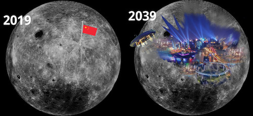 Cartoon: moon takeover (medium) by ab tagged cina,moon,landing