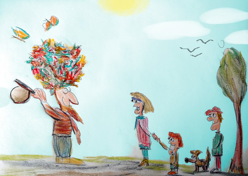 Cartoon: mr spring (medium) by ab tagged season,jahreszeit,frühling,spring,hat,hut,blumen,flower
