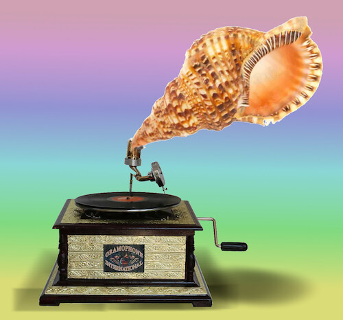 Cartoon: naturesound (medium) by ab tagged grammophon,shell,triton,sea,music,sound