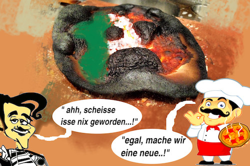 Cartoon: niente problema (medium) by ab tagged italien,regierung,pizza,verbrannt,neue