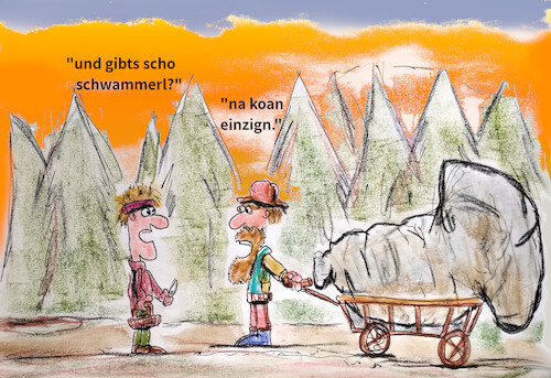 Cartoon: pilzzeit (medium) by ab tagged herbst,pilze,bayern,wald,schwammerl