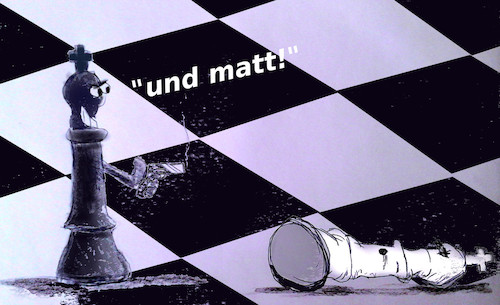 Cartoon: schnell und logisch (medium) by ab tagged schach,spiel,könig,matt,tot