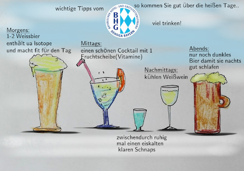 Cartoon: sommerhitze (medium) by ab tagged wetter,hitzewell,deutschland,bayern,gesundheit,trinken,gaststätte,wirtschaft,flüssigkeit,bier,alkohol
