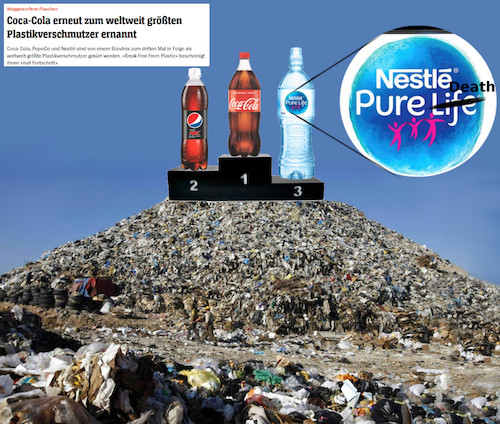 Cartoon: taste the trash (medium) by ab tagged umwelt,müll,plastik,getränke,cola,pepsi,nestle