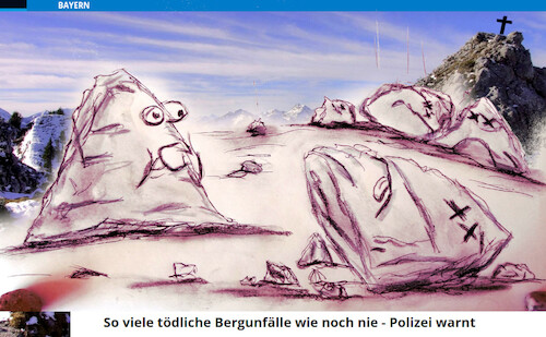 Cartoon: unglück (medium) by ab tagged berge,bayern