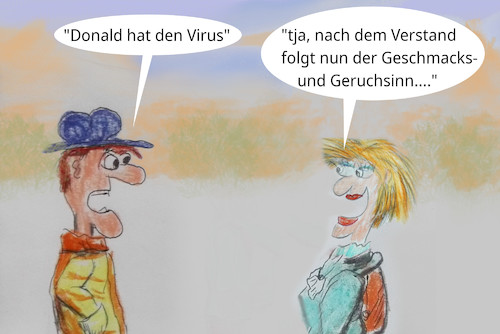 Cartoon: verlust (medium) by ab tagged corona,virus,krankheit,symptome,us,president,wife,trump