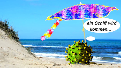 Cartoon: vorfreude (medium) by ab tagged virus,corona,deutschland,europa,urlaub,ferien,reisen,sonne,strand,meer