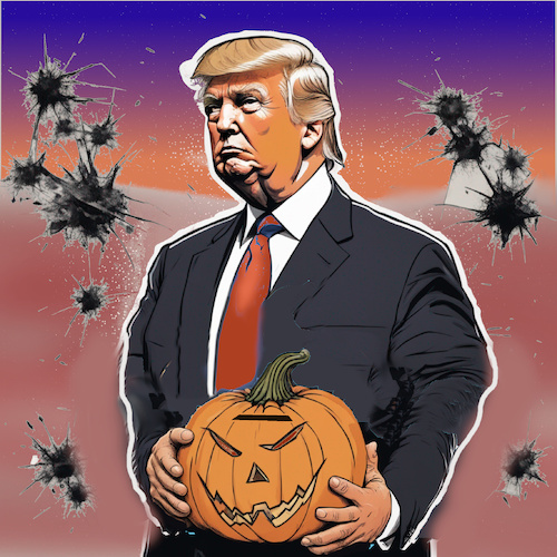 Cartoon: vote (medium) by ab tagged us,halloween,election,trump,harris,pumpkin