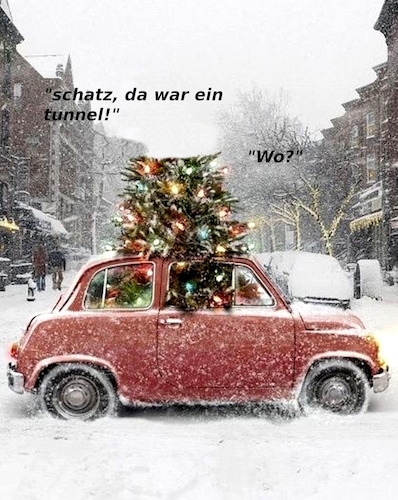 Cartoon: weihnachtsstress (medium) by ab tagged weihnachten,auto,christbaum