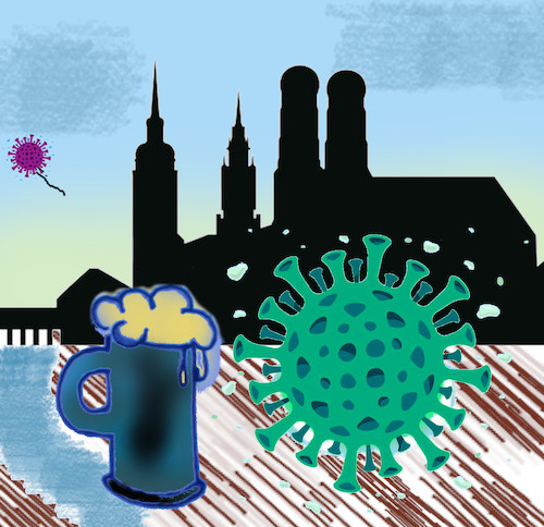 Cartoon: wirtshauswiesn (medium) by ab tagged bayern,virus,corona,münchen,wiesn
